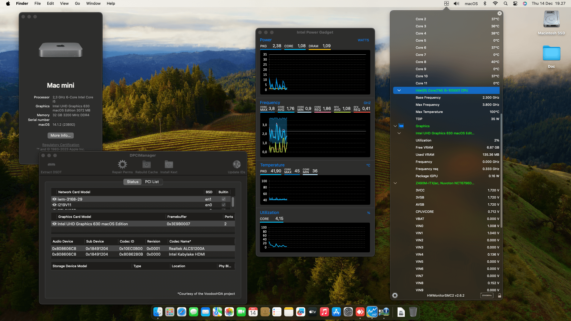 Success Hackintosh macOS Sonoma 14.1.2 Build 23B92 in Asrock Z490M-ITX/AC + Intel Core i5 10500T